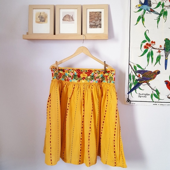 For The Republic Dresses & Skirts - Embroidered Yellow Skirt